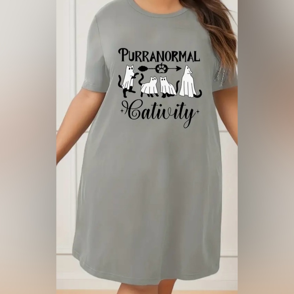 Purrrrrr-anormal Kitty Cat Nightgown Size 3XL Gray NEW Cativity FUN CATS Nightie